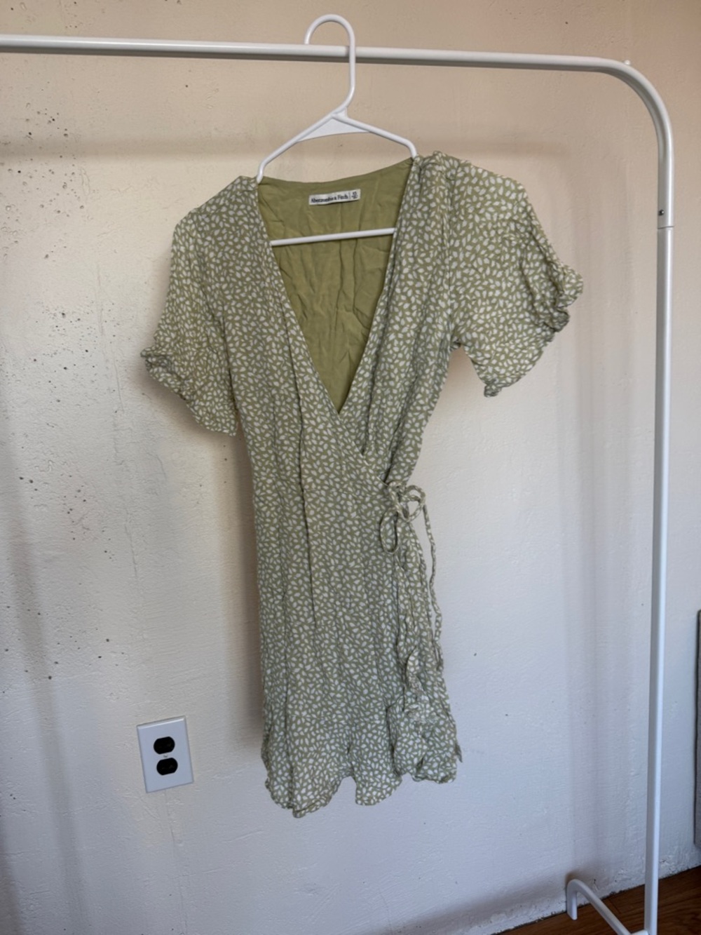 Abercrombie & Fitch Sage Green Floral Wrap Mini Dress